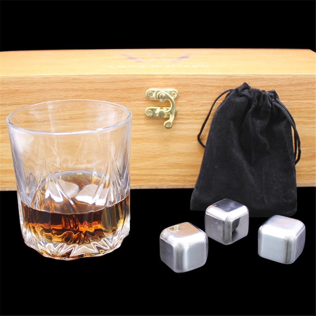 Wooden Box Bag Packaging Stainless Steel Ice Tart Glass Set