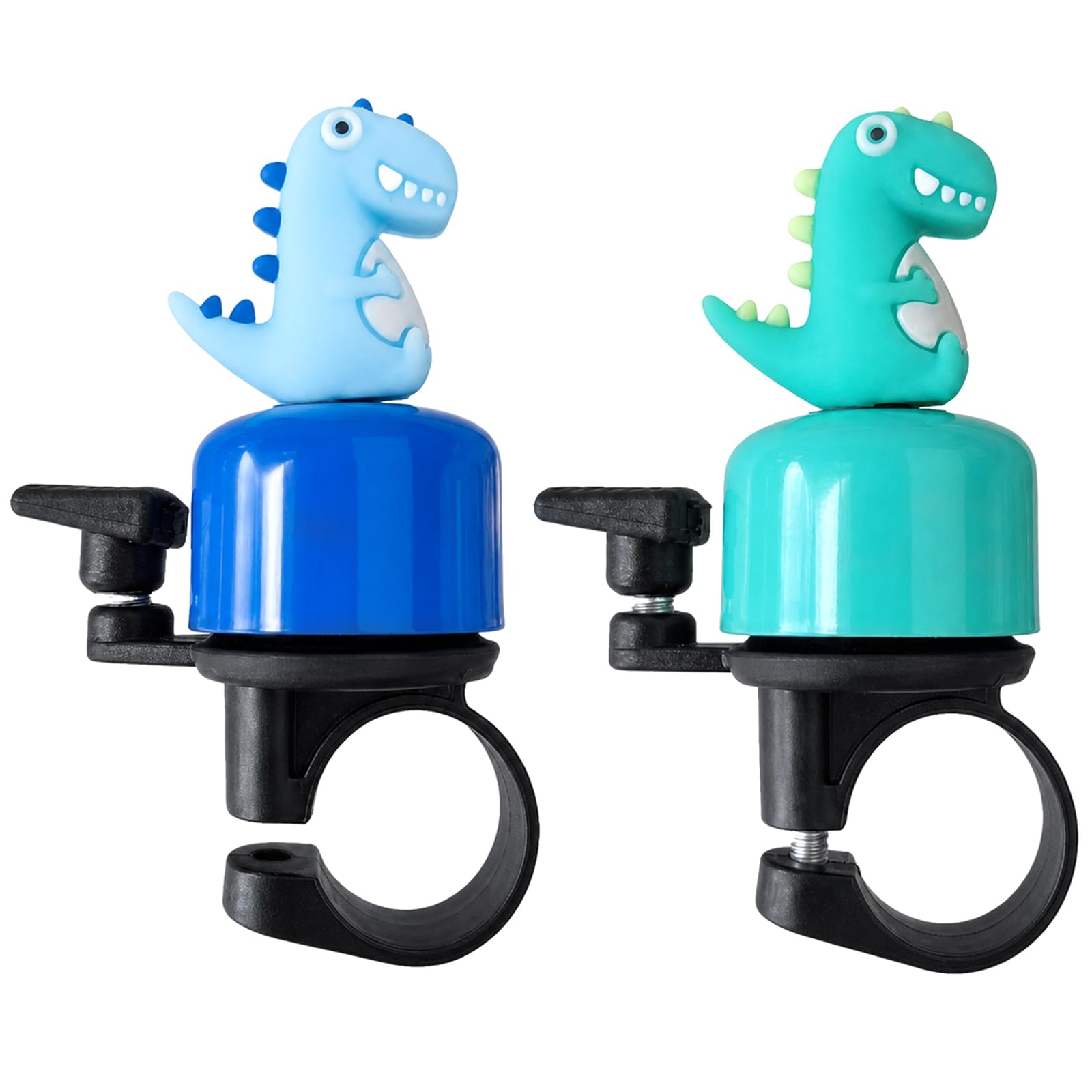2Pcs Dinosaur Bike Bells, Aluminum Alloy Bicycle Bell with Loud & Crisp Sound, Adorable Bike Horn for Kids and Cycling Enthusiasts, Useful Bicycle Accessories for Road, Mountain Bike & Scooter
