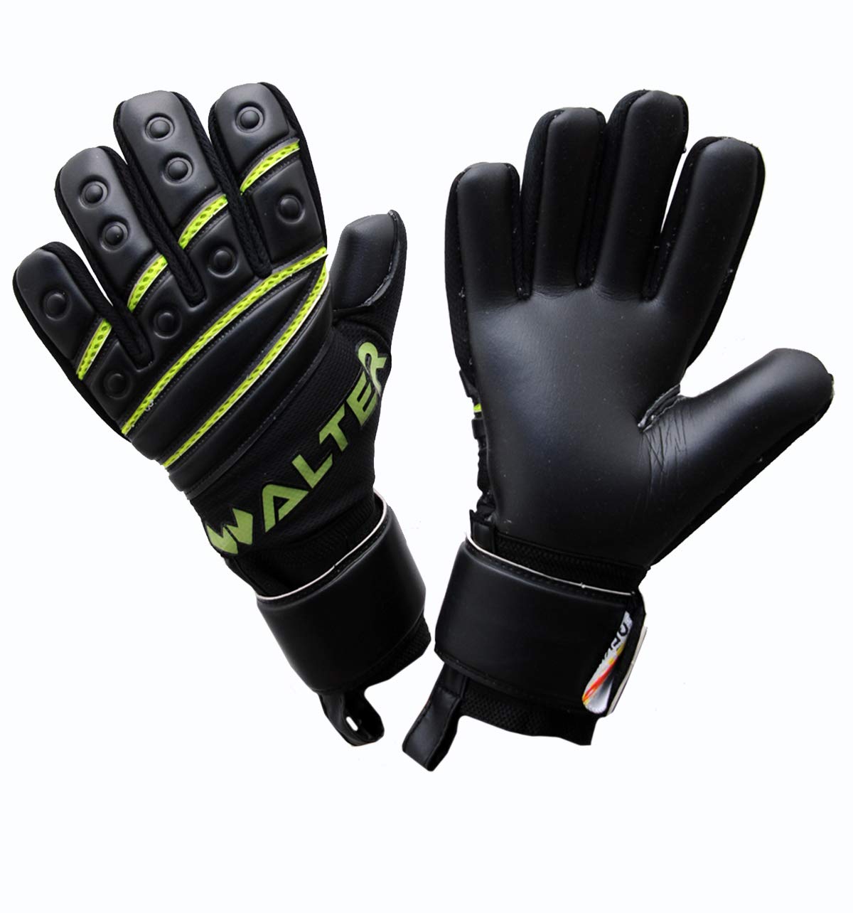 Walter Flash Guanti professionali da portiere, produzione italiana, verde fluo
