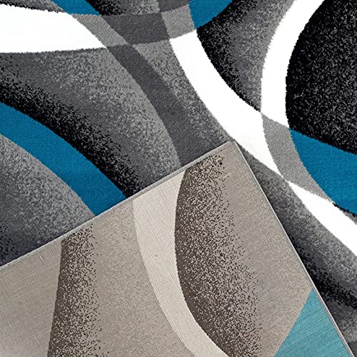 2305 Geometric Abstract Turquoise 2x3 Area Rugs for Entryway