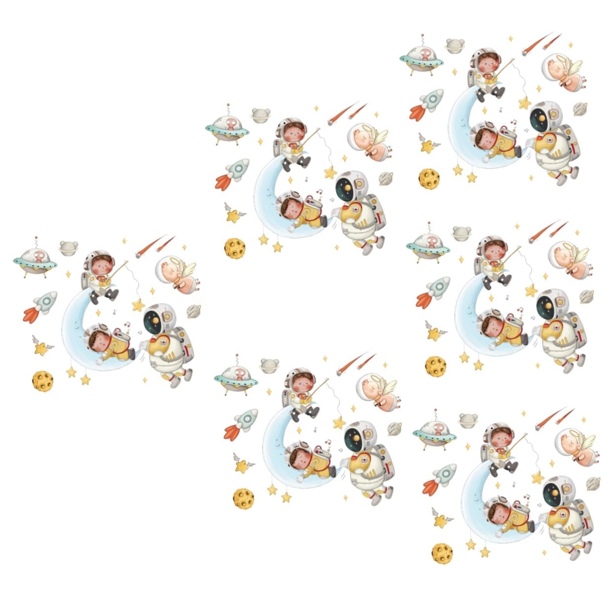 Toyvian 6 Set Adesivo murale astronauta adesivi murali margherite soffitto plafond spazio wall sticker home decor adesivo astronauta decalcomanie della parete della stanza pvc