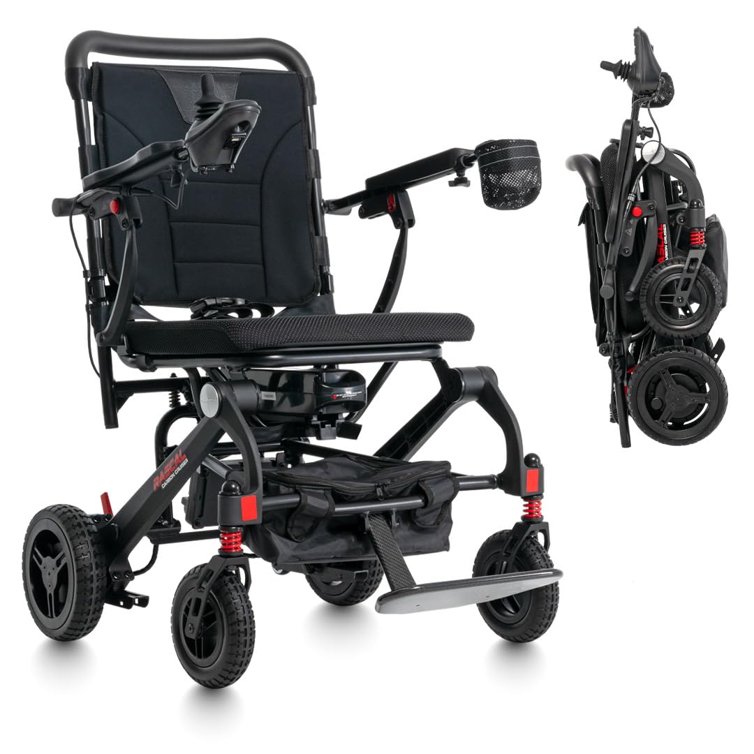 Photo 1 of Rascal Carbon Cruiser Lightweight Foldable Electric Wheelchair for Travel, Carbon Fiber Power Chair, Portable Compact Design, 300 lb Capacity, Airline-Approved Battery