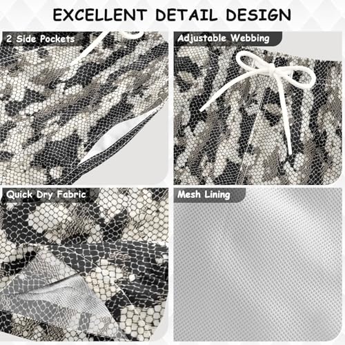 Boys Swim Trunks Monochrome Snake Skin Toddler Swim Trunks Kids Beach Board Shorts Swimsuit-2T3