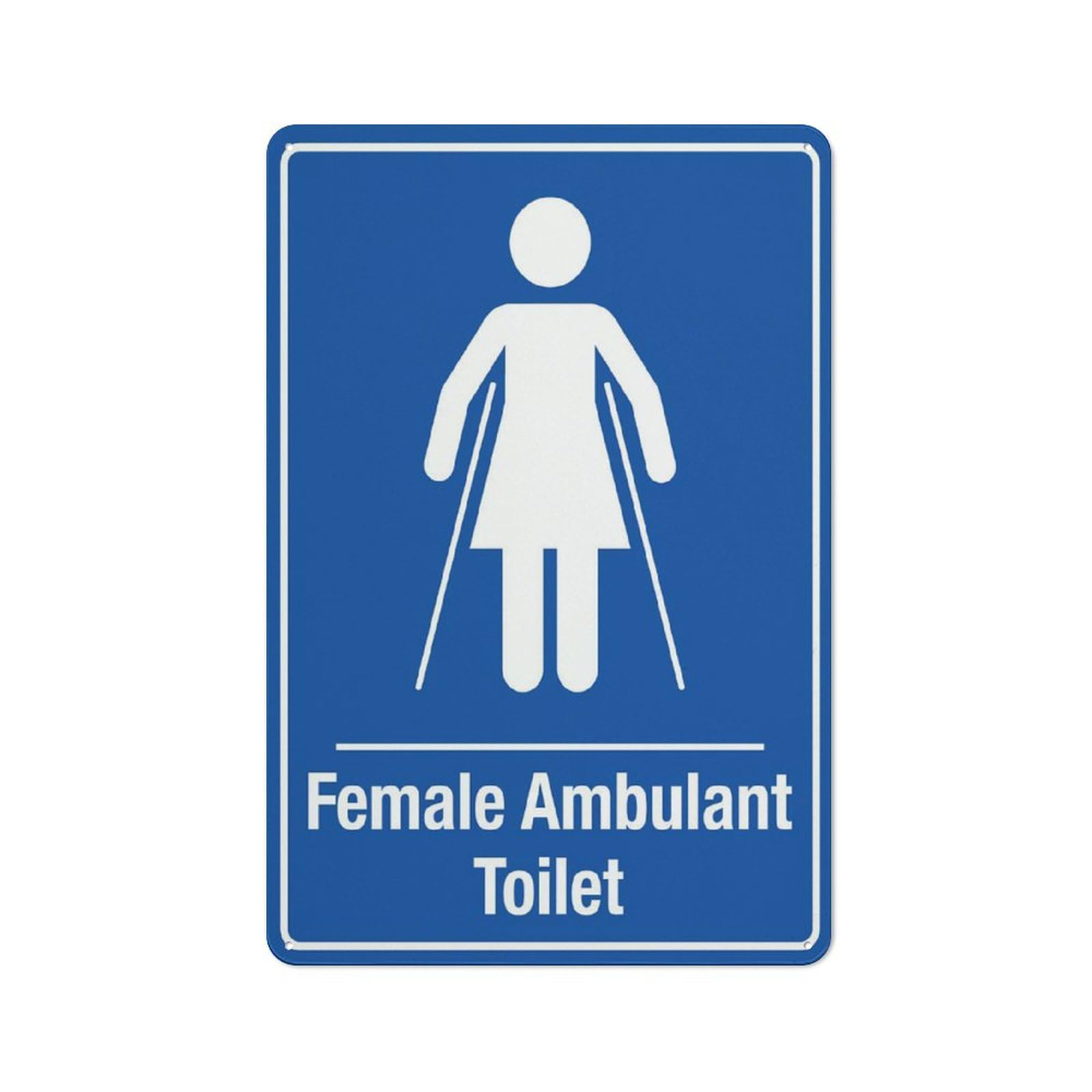 Female Ambulant Toilet (Blue) Sign, 8x12 Inch UV-Printed Aluminum Outdoor Sign, Weatherproof Security Sign for Home or Business