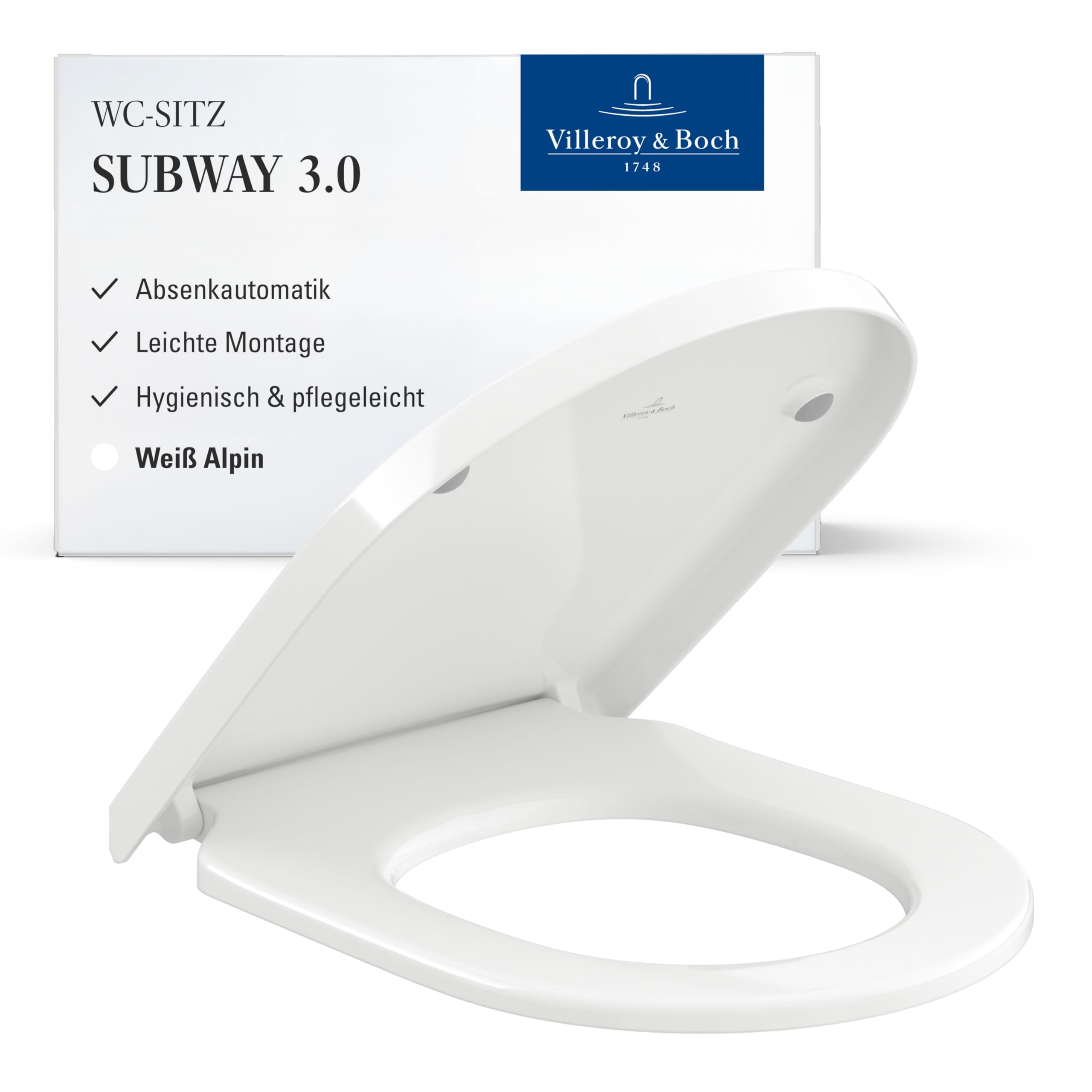 Villeroy & Boch Subway 3.0 WC Sitz mit SoftClosing und QuickRelease 374 x 438 mm 8M42S101, Farbe:Weiß-Alpin
