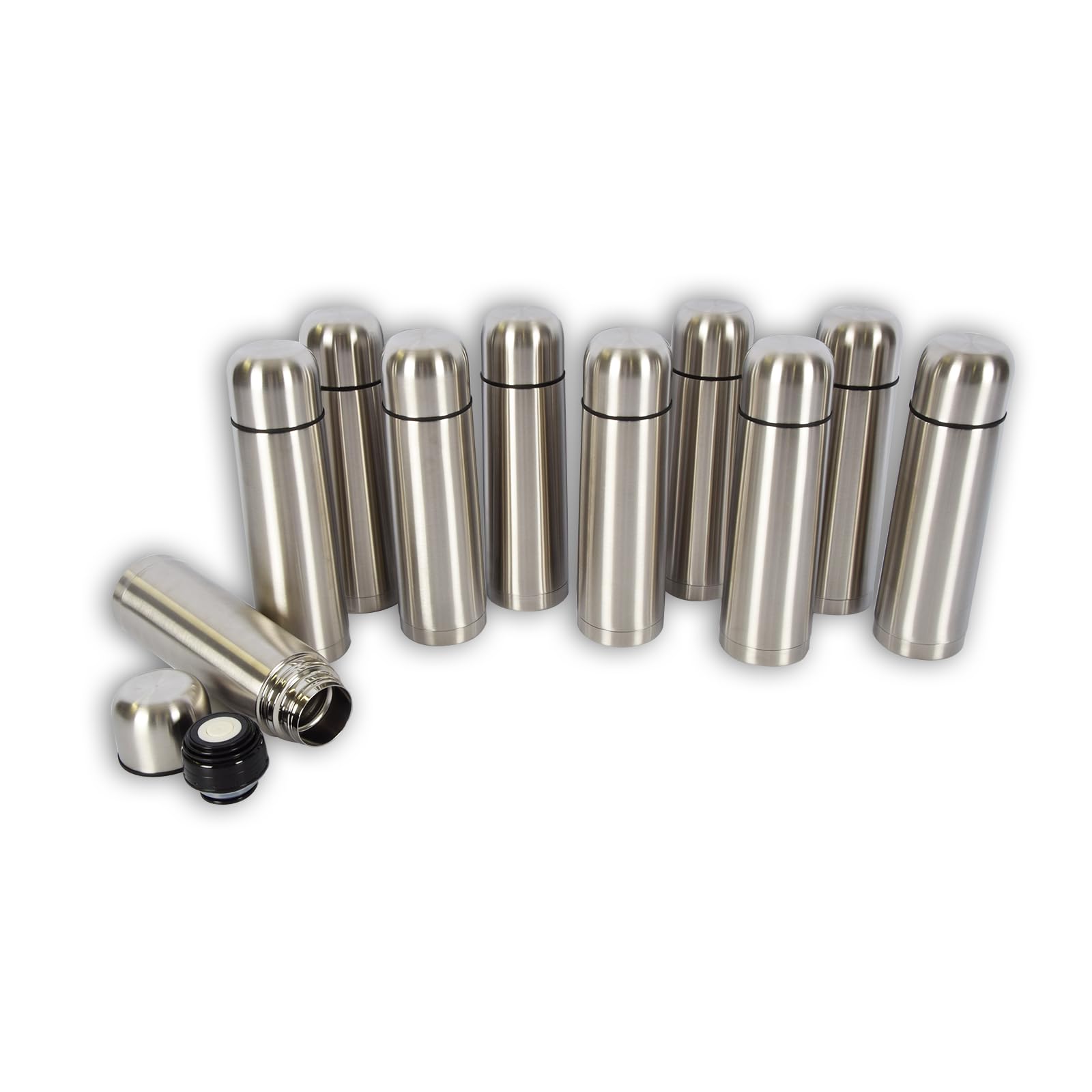 10er Set Thermosflaschen Vakuum 750ml | Silber Edelstahl | Riesbare Wasserdichte BPA-Freie Trinkflaschen Mit Doppelwand Insulation | 8Cm X 28.5Cm