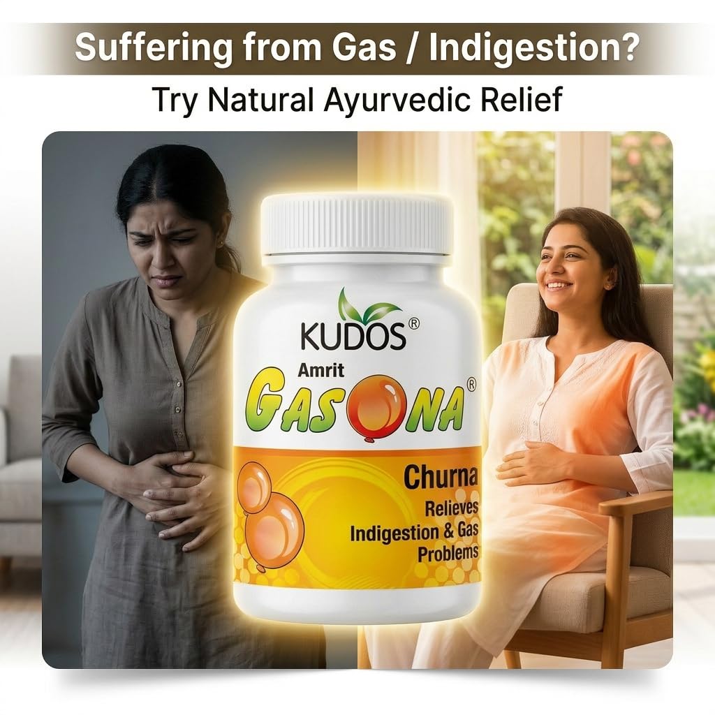 Kudos Amrit Gasona Churna 50g | Indigestion Relief | Ayurvedic Medicine for Gastric Problem | Pack of 6 4