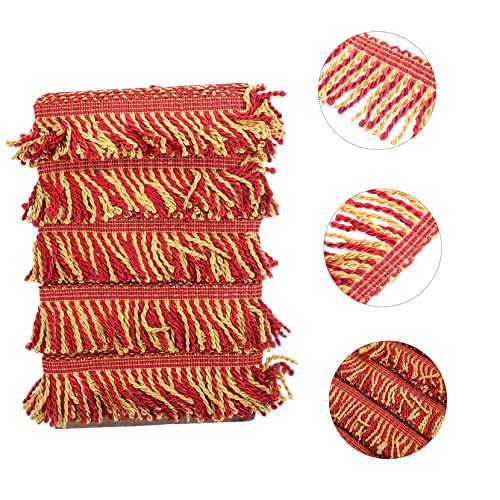 Pompon décoratif à franges dorées et rouges 14m en polyester pour rideaux - 3
