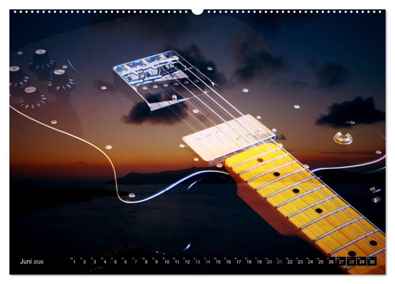 Mystische Gitarren (Wandkalender 2026 DIN A2 quer), CALVENDO Monatskalender: Gitarren präsentiert im außergewöhnlichen Kontext.