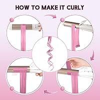 Vista 5 de FESHFEN Extensiones de cabello con clip de color - 10 piezas de cabello sintético lacio con pinzas, de 22 pulgadas, con reflejos rosados