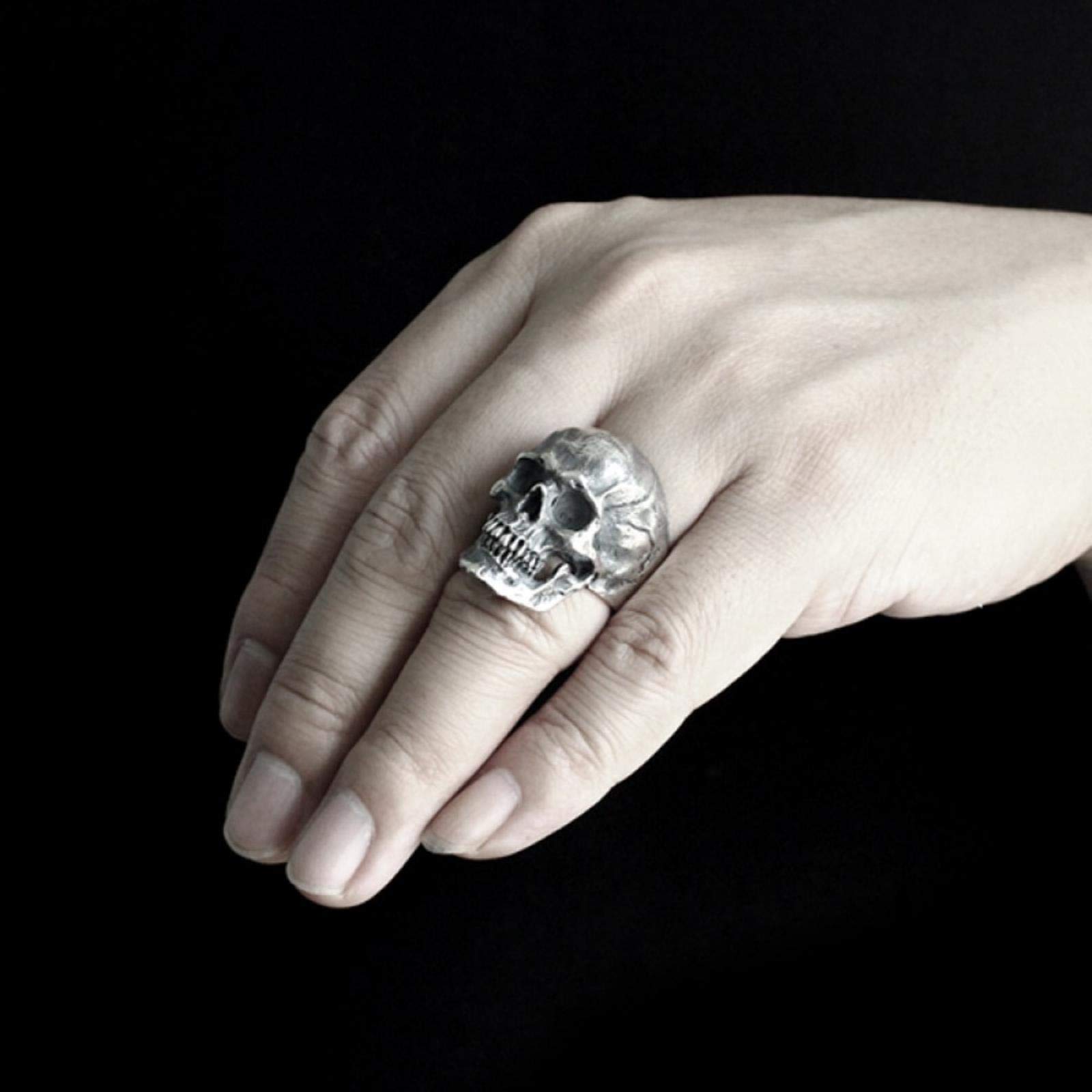 Anello da Uomo Calvarium Skull Ring Gothic Biker Ring Moto Band Gioielli