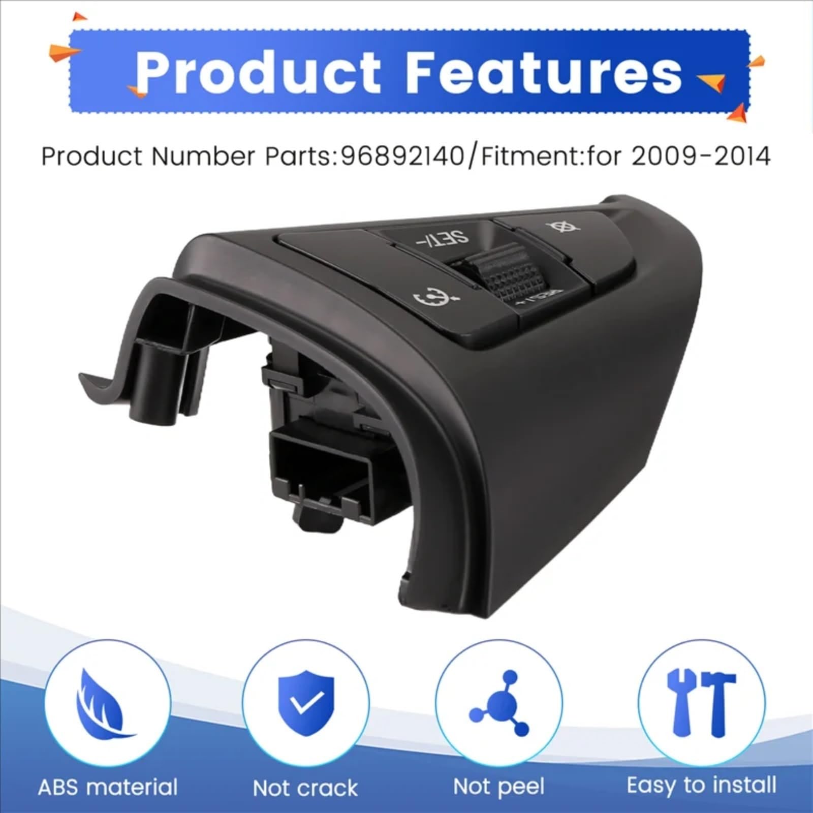 Botones De Volante Compatible Con Chevrolet Para Cruze 2009 2010 2011 2012 2013 2014 Volante Automóvil Botón Multifunción Izquierdo Interruptor Control Crucero Velocidad 96892140