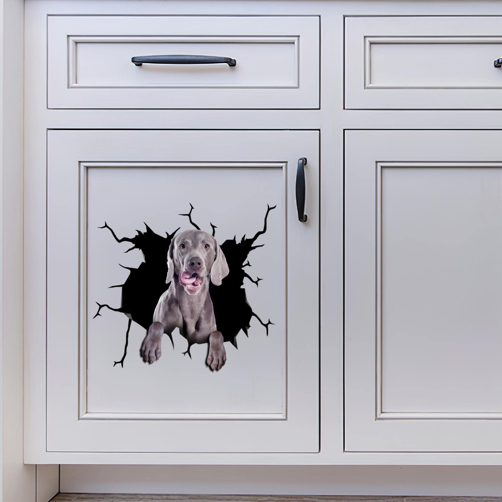 Weimaraner - Adesivo per auto, 25 cm, divertente Weimaran, per animali domestici, impermeabile, Weimaraner 3D, in metallo, riflettente, per paraurti