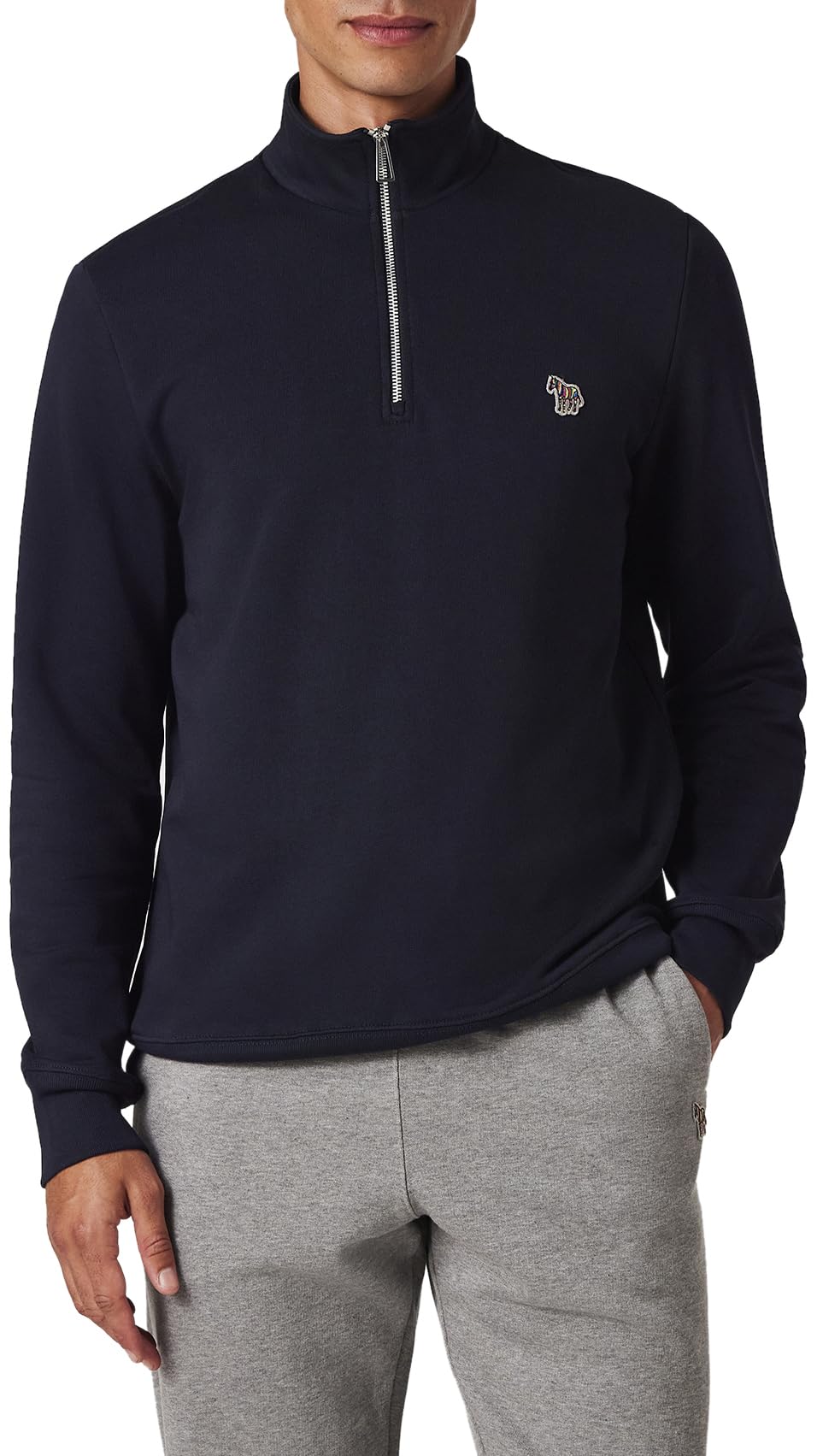 Paul Smith Men's Ls Reg Fit Half Zip Top Zebra Sweatshirt, Blue, M