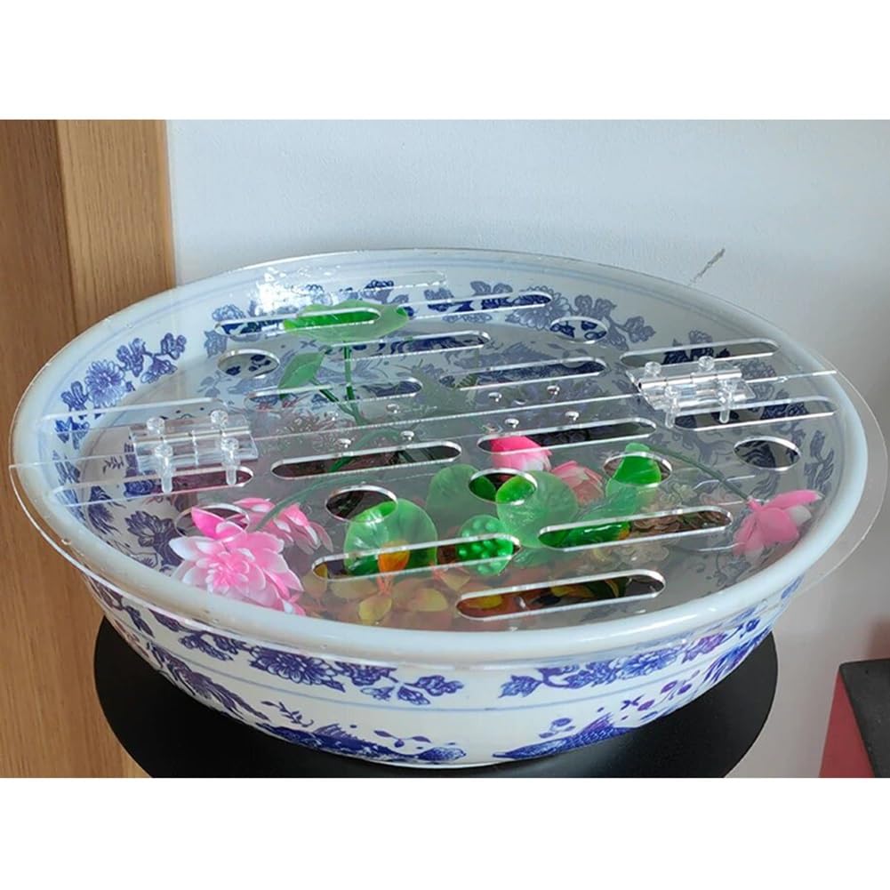 Tapa Para Acuarios, Juego De Tapas Acrílicas Para Acuarios, Tapa Acrílica Redonda Para Acuarios Con Filtros, Evita Que Los Peces, Reptiles, Camarones Y Tortugas Salten Fuera De La Pecera(Clear-D,45cm)