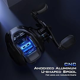 KastKing Centron Lite Baitcasting Fishing Reel, 7.1:1 Gear Ratio, Left Handed Reel, Black