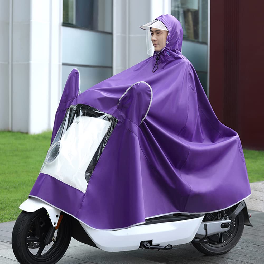 KFGISD, Coat Mobility Scooter Motorcycle Raincoat Rain Cover Poncho Rainwear with Visor,Raincoats(Purple,Single 5XL)
