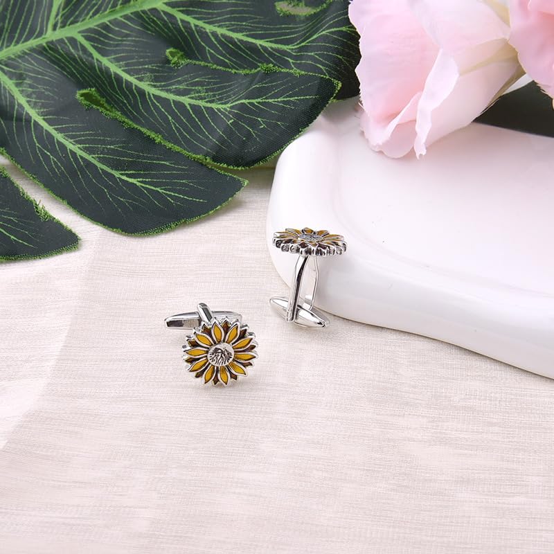 Mancuernillas girasol para camisa de hombre y mujer miniatura 7