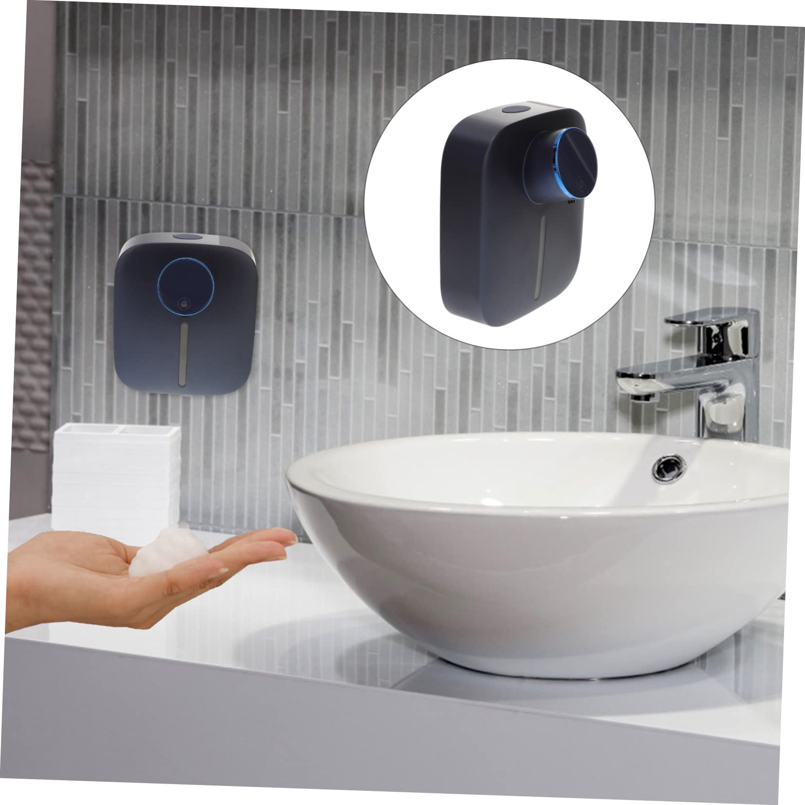 PRETYZOOM Distributore Automatico senza Contatto Distributore di Sapone Ricaricabile da Parete per Schiuma di Sapone Realizzato Sicuro e Durevole per Cucina e Bagno