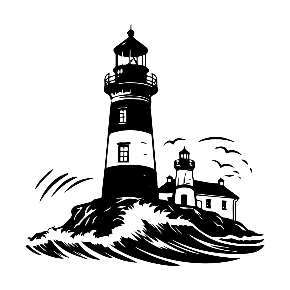 Lzhouting Wall Stickers 5676 Coast High Lighthouse Camper Rv Wall Sticker Bedroom Playroom Adventure Time Travel Wall Decal For Motorhome Home Small - 44X45cm