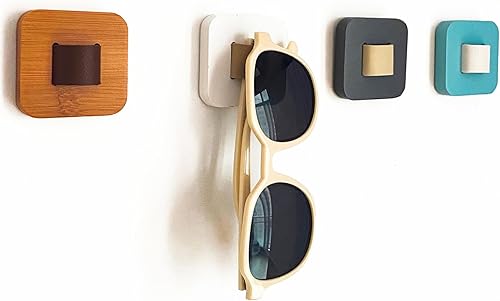 Organizador de lentes de sol de madera, almacenamiento para gafas de sol, montaje en pared, exhibición de gafas, decoración del hogar, (4 unidades,