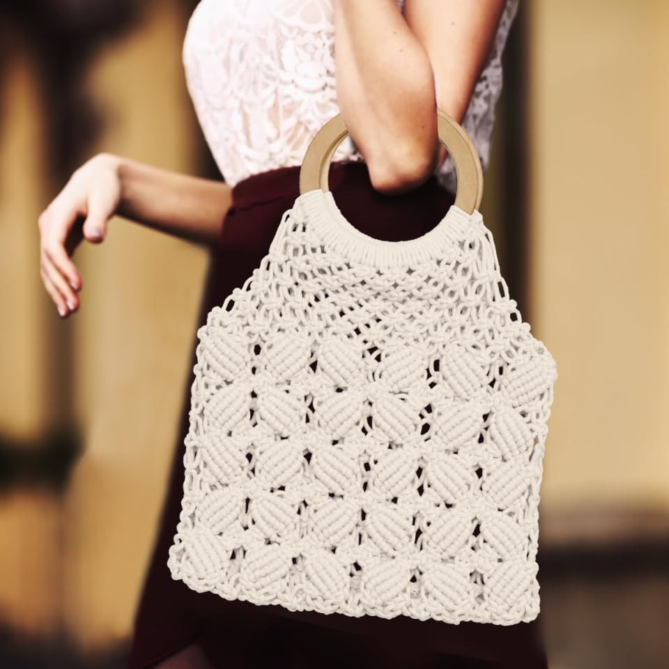 Bolso tote tejido de algodón para mujer de minkissy miniatura 2