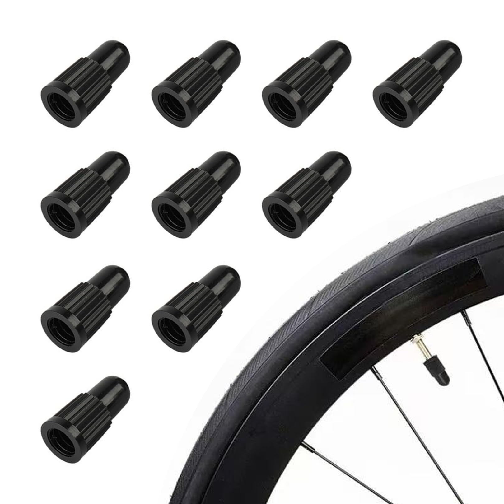 10 Stück Ventilkappen Fahrrad Französisch, Tubeless Ventil, Ventiladapter Kapern, Rad Ventile für Dunlop, Mountainbike Ventildeckel
