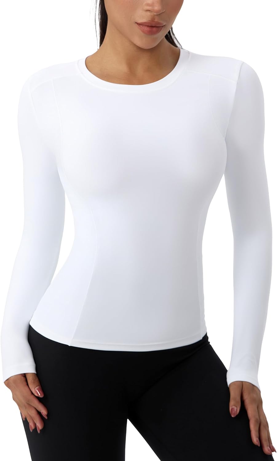 Long Sleeve Compression Shirts for Women Athletic Sun Protection Workout Base Layer Tops Sports Gear Yoga Running