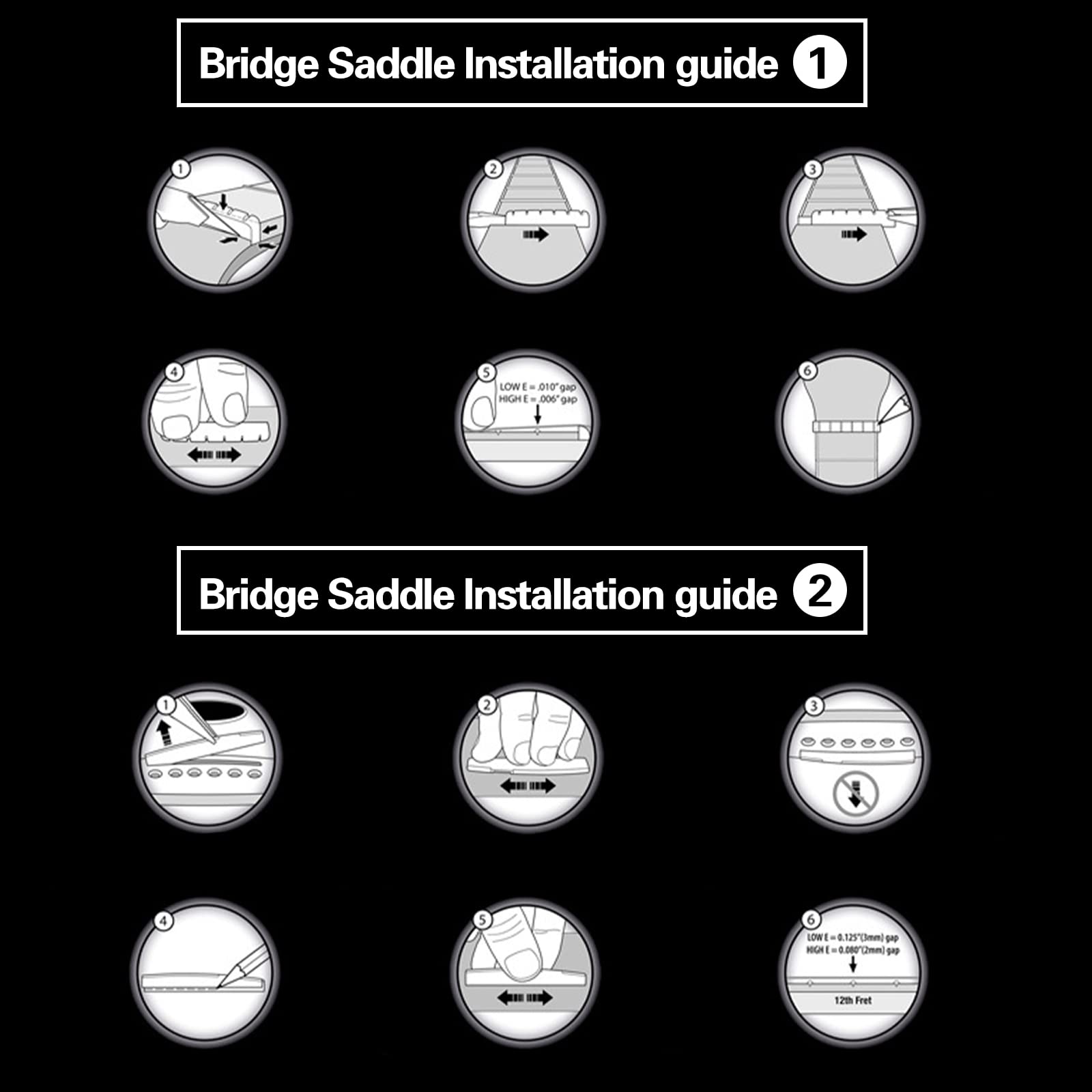 Sillet de Chevalet en os Buffle, écrou à Cordes Oreiller écrou en os et  ébauches Selle écrous Pont de Guitare Non Fendus pour Guitare électrique