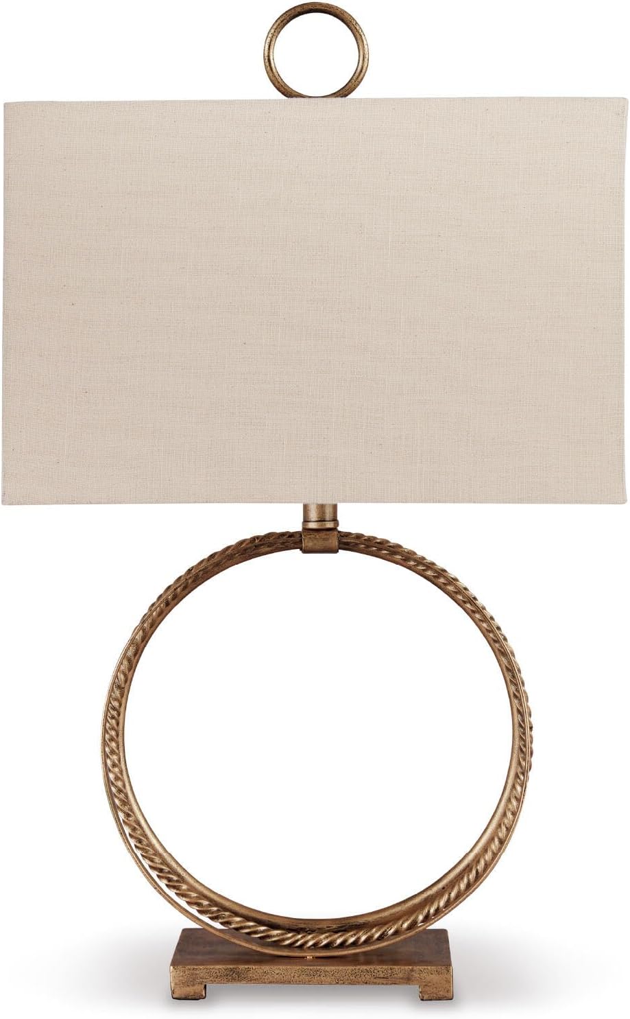 Mahala Traditional 28" Braided Metal Round Single Table Lamp, 3-Way Switch, UL Listed, Rectangular Shade, Antique Gold Finish