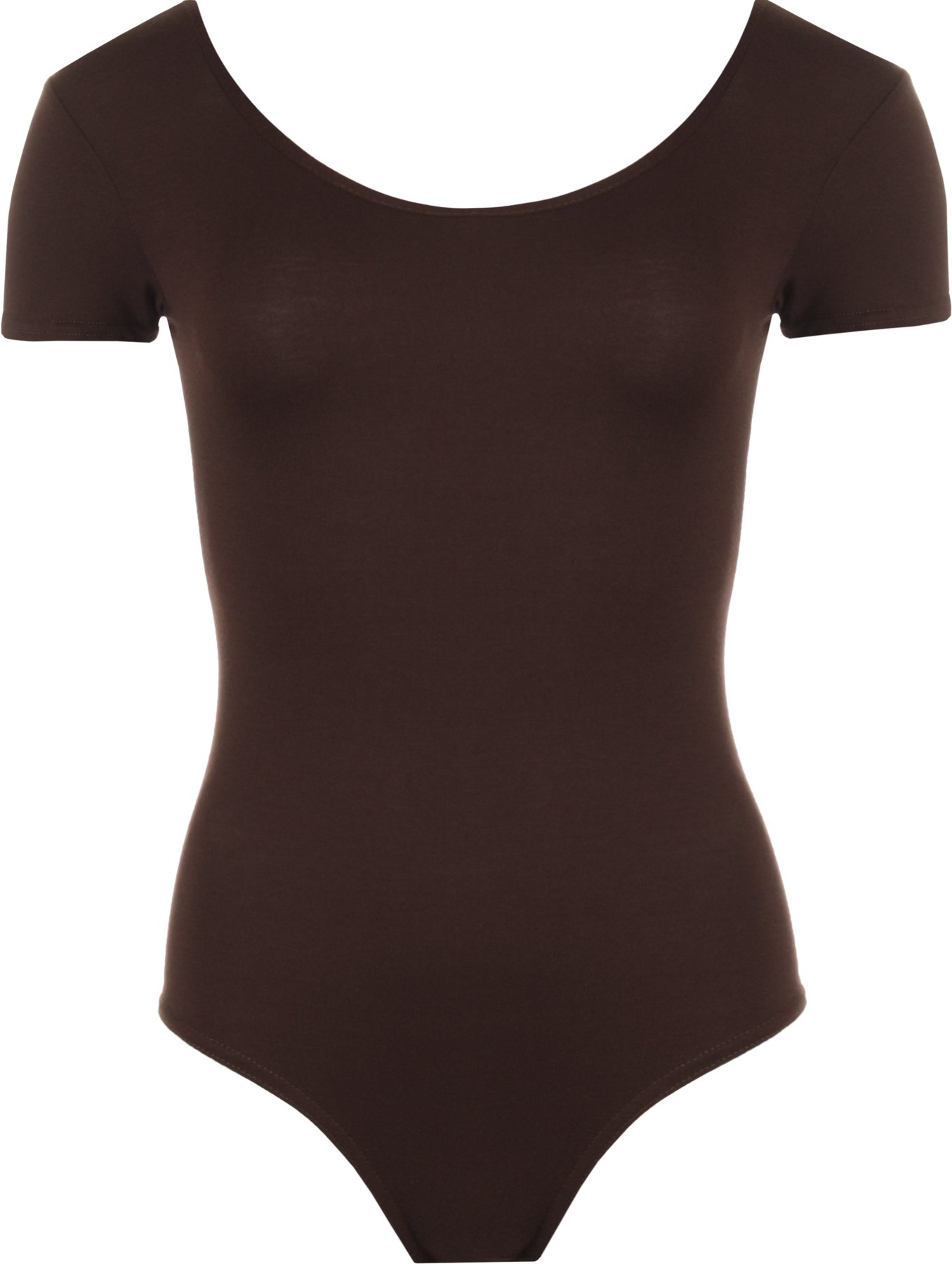 WearAll Ladies Stretch Bodysuit Top Womens Leotard - Brown - 12/14