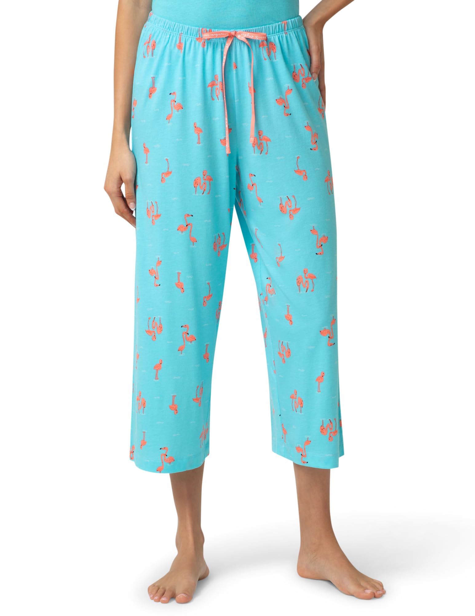 HUE Women's Summer Vacation Pajama Separates, Soft, Whimsical Print Pjs with Tropical Beach Themes, Flip Flops, Cocktails