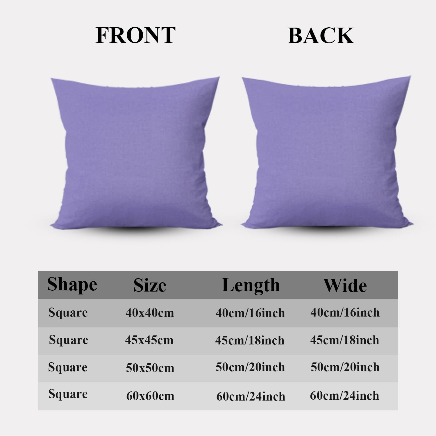Tinta unita Copricuscino in Effetto Lino per divano Gradiente viola Cuscino per letto Maniero della lavanda Colore Fatto a mano Piazza Federe per cuscini 45x45 cm Set da 4