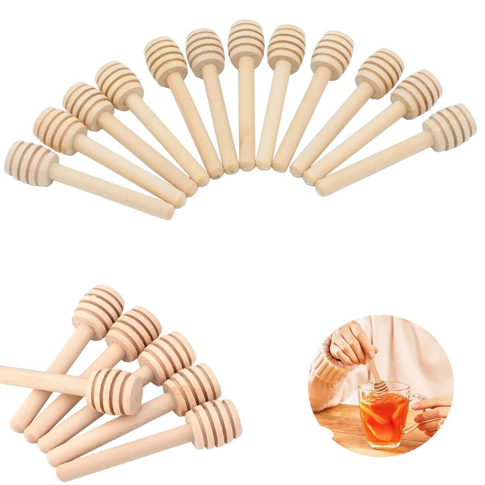 Aazon.co: Wooden Honey Dipper Stick, Honey Cob Wand Stirrers For Tea
