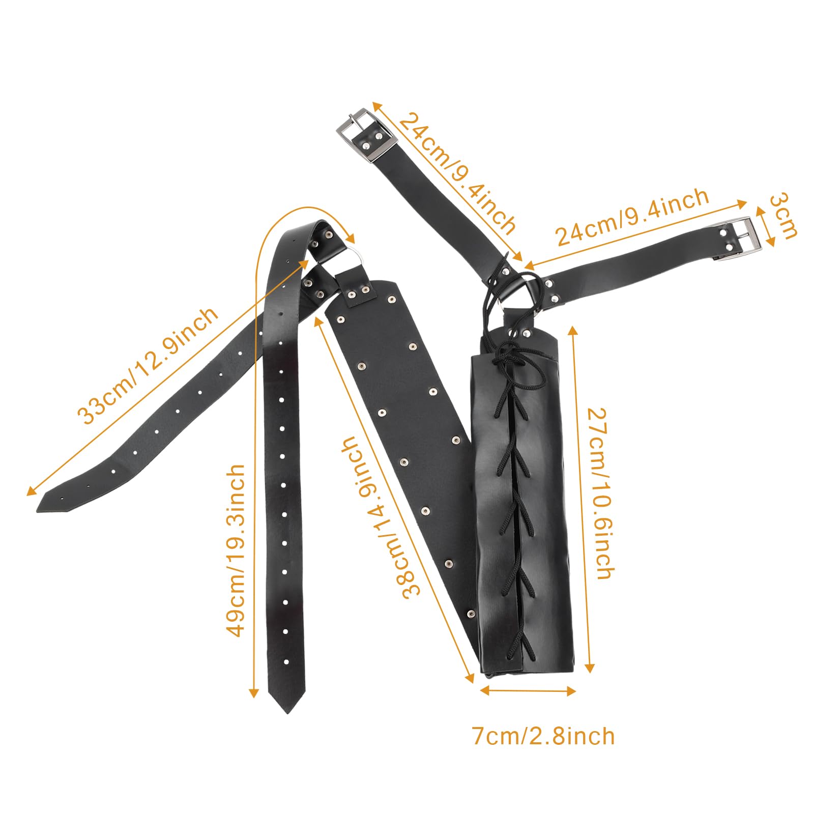 Spada retrò medievale spalle fodero con rana nera regolabile costume guerriero custodia protettiva spada in pelle con fibbia per adulti e uomini porta spada