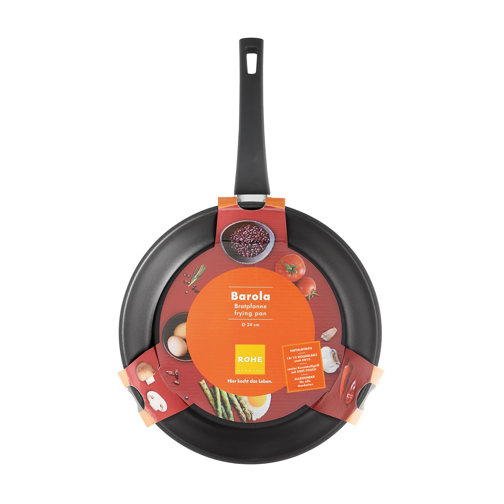 Rohe Germany Bratpfanne Barola, 24 cm, antihaftbeschichtet mit DIAMAS-PRO-Qualitätsbeschichtung, aluminium, Edelstahl