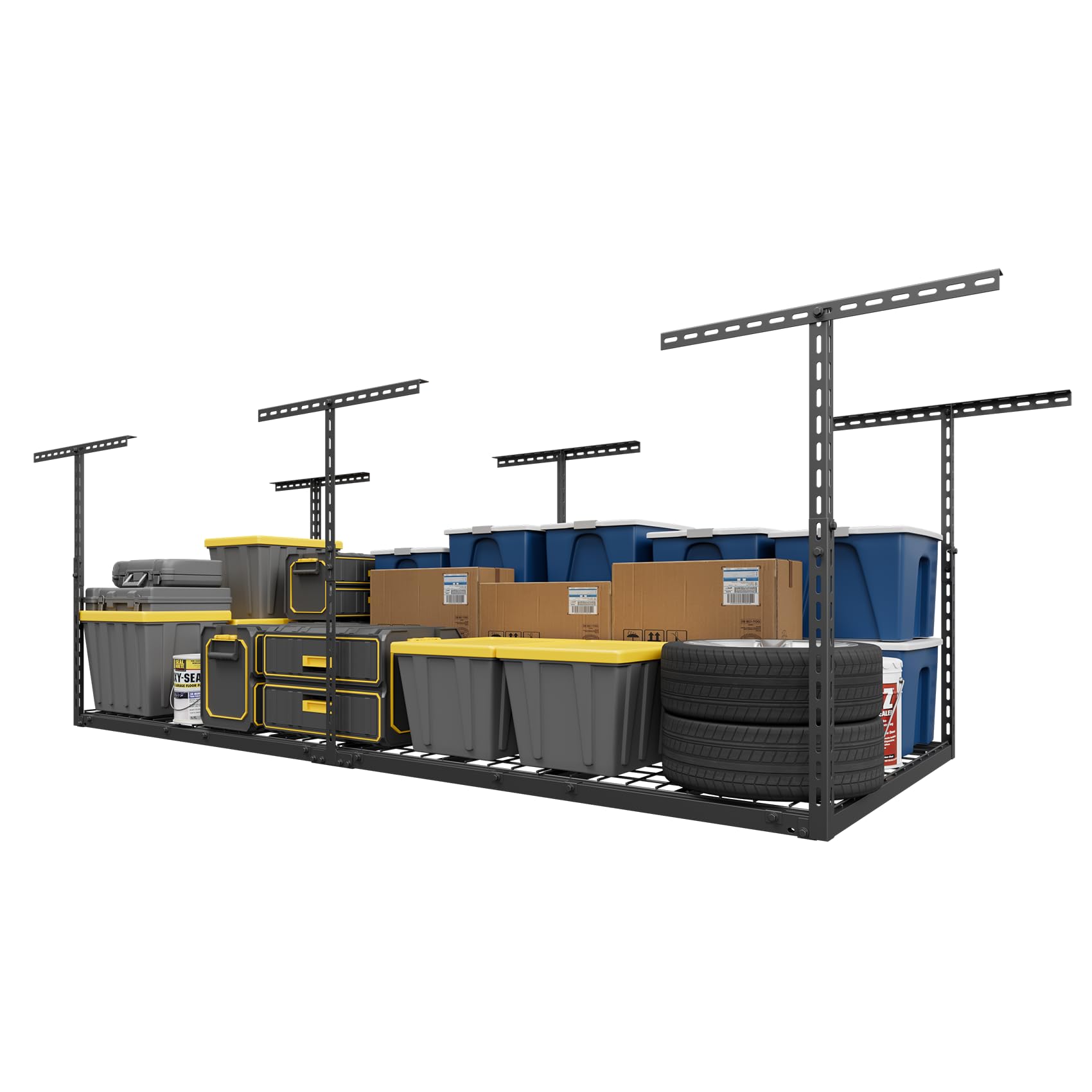 Overhead Garage Storage Rack, Height Adjustable Garage Ceiling Storage Racks, Heavy Duty Storage Organizer System