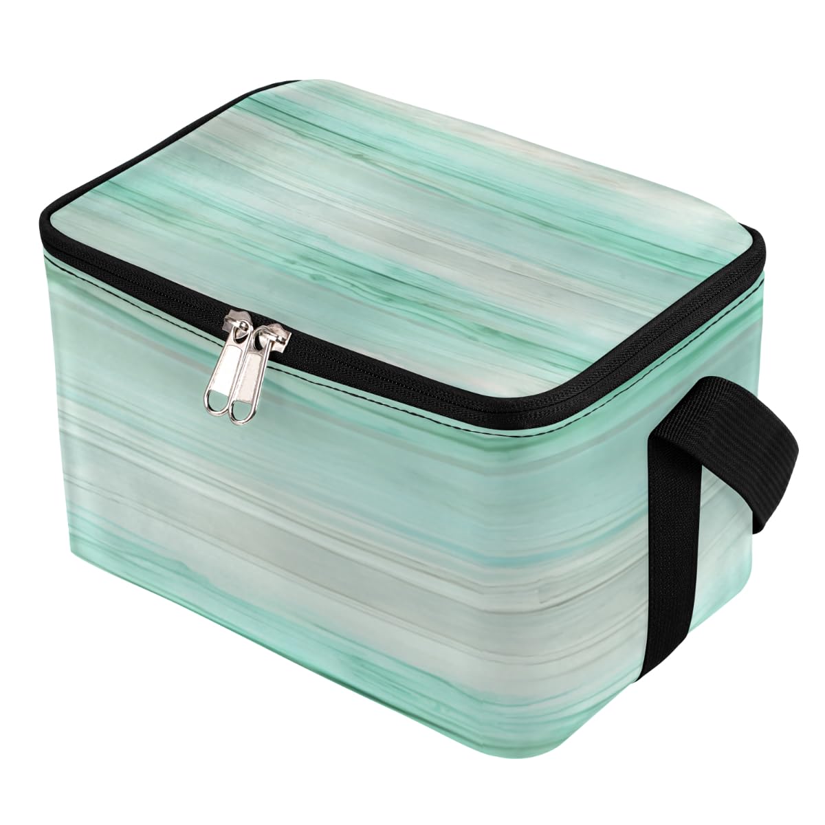 GzLeyigou Lunch Bags for Women Men 9 Cans,Green Stripes Texture Hot & Cold Food Delivery Bag Insulated Grocery Bag Insulated Lunch Box Gradient Cooler Bag for Office Work Picnic Beach