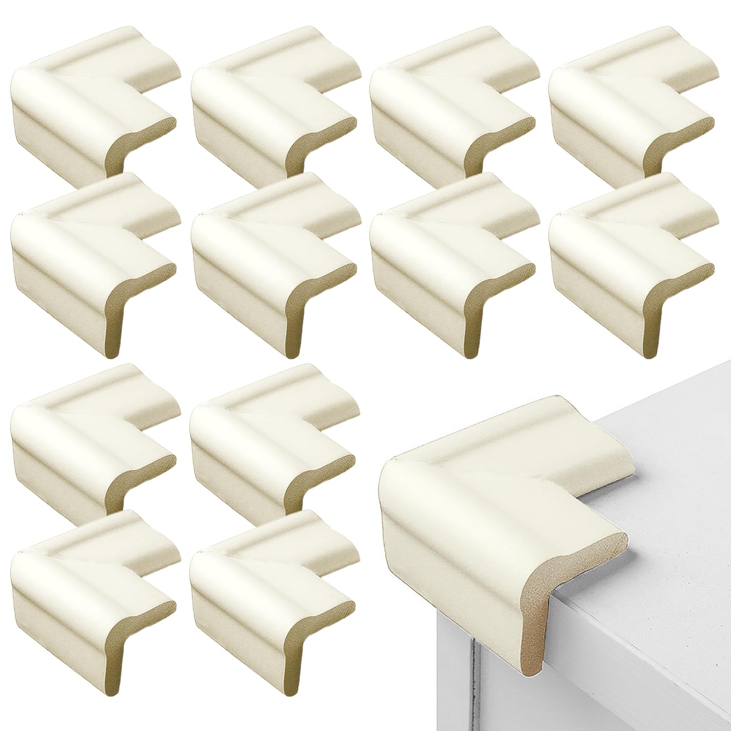 12 Pack Corner Protectors for Kids, Upgraded Foam Soft Corner Guards Baby Safety Furniture Table Sharp Corner Protection, Self-Adhesive Cushion Bumpers, Pre-Taped for Direct Use