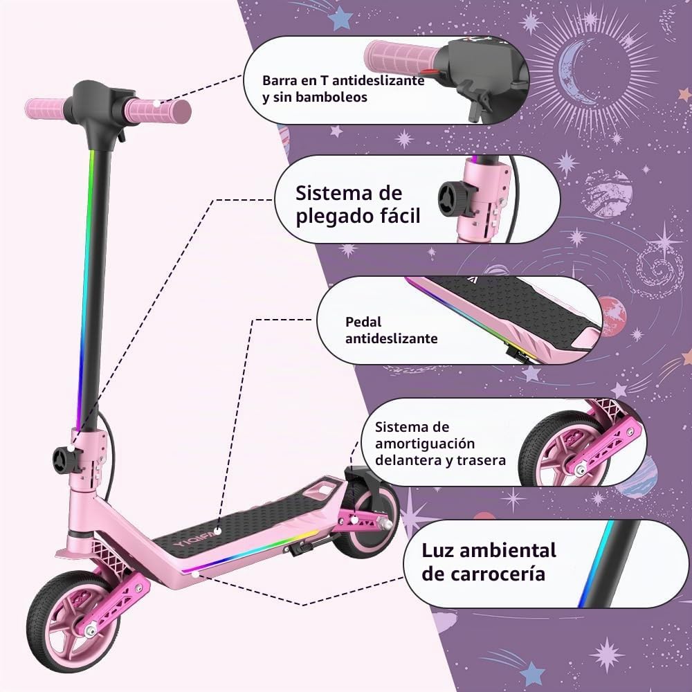 Patinete Eléctrico para Jóvenes U8 Todo Terreno - Doble Suspensión Delantera y Trasera - 16km/h Velocidad Máx, 10km Autonomía - Plegable y Ligero - Motor 110W - para Niños 8-16 Años