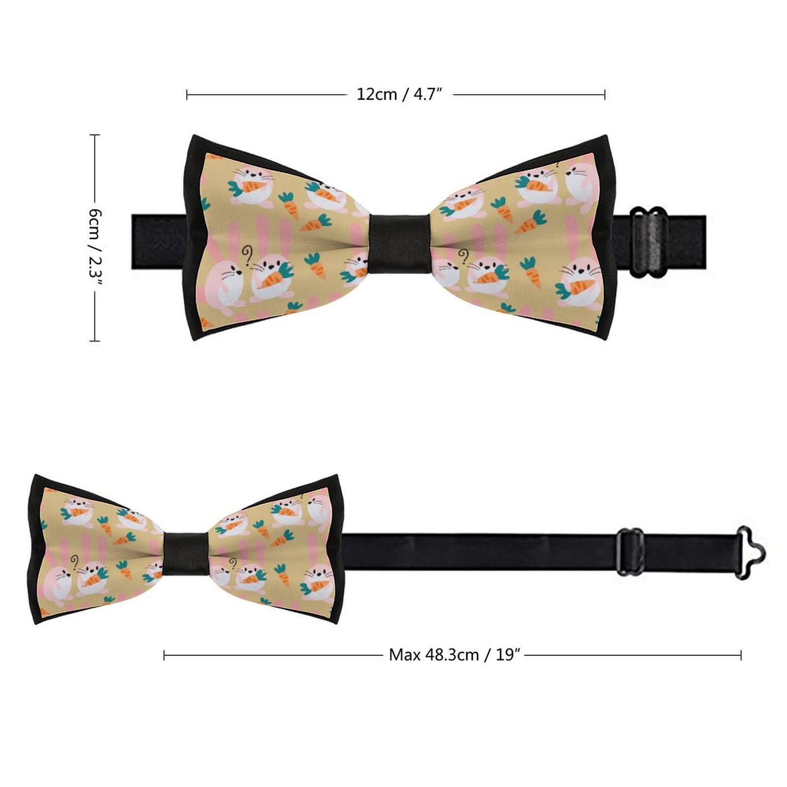 JYYAU Cute Rabbit Pattern Bow Tie Adjustable Necktie For Men Business Fashion Pre-tied Tie Neckwear Novelty Accessory For Weddings Party Festival