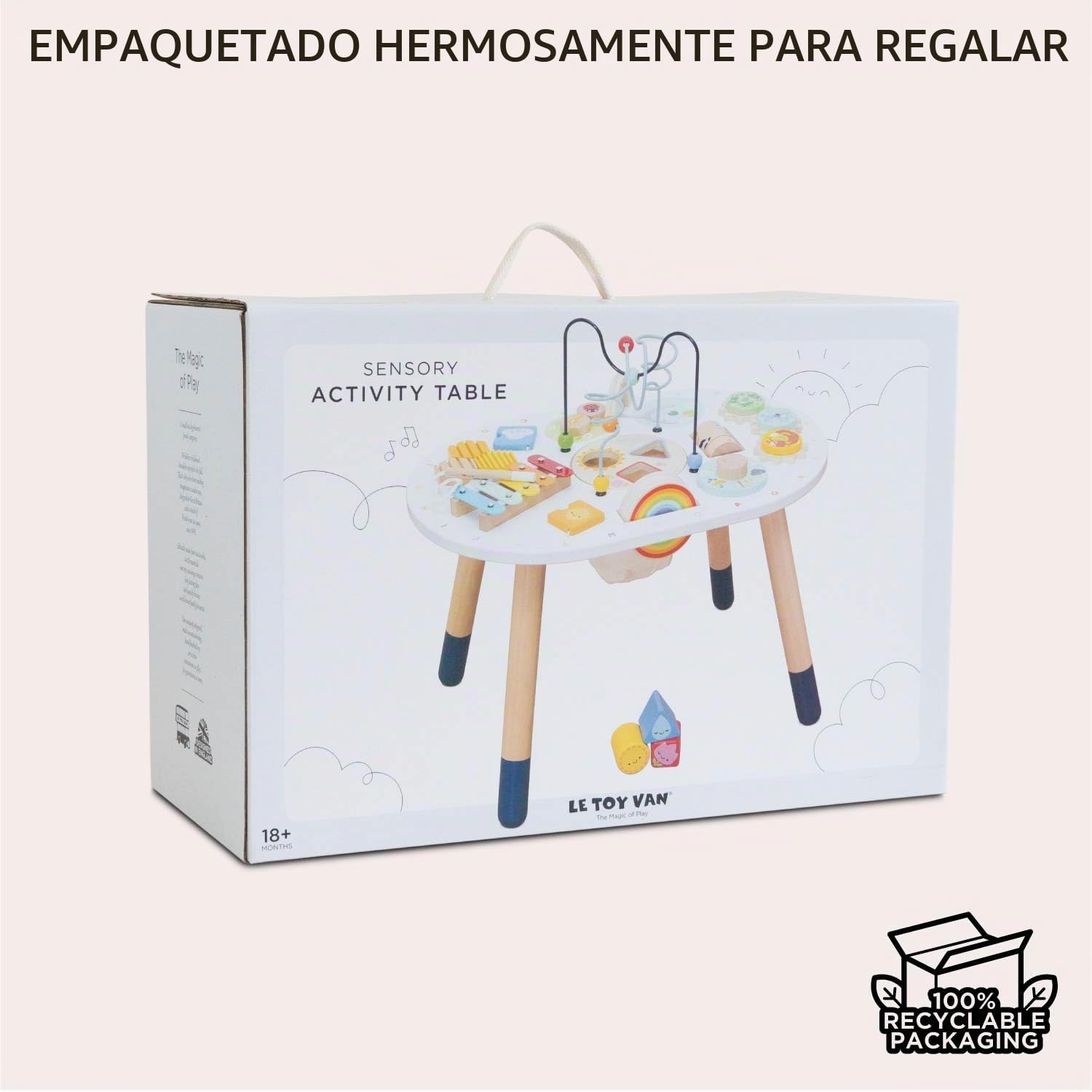 Le Toy Van - PL137 - Mesa multiactividad para niños, Apta a Partir de 18 Meses, Mesa multijuego Montessori, Juego ecológico, Juegos sensoriales, 12 Actividades, en Madera certificada FSC, Petilou