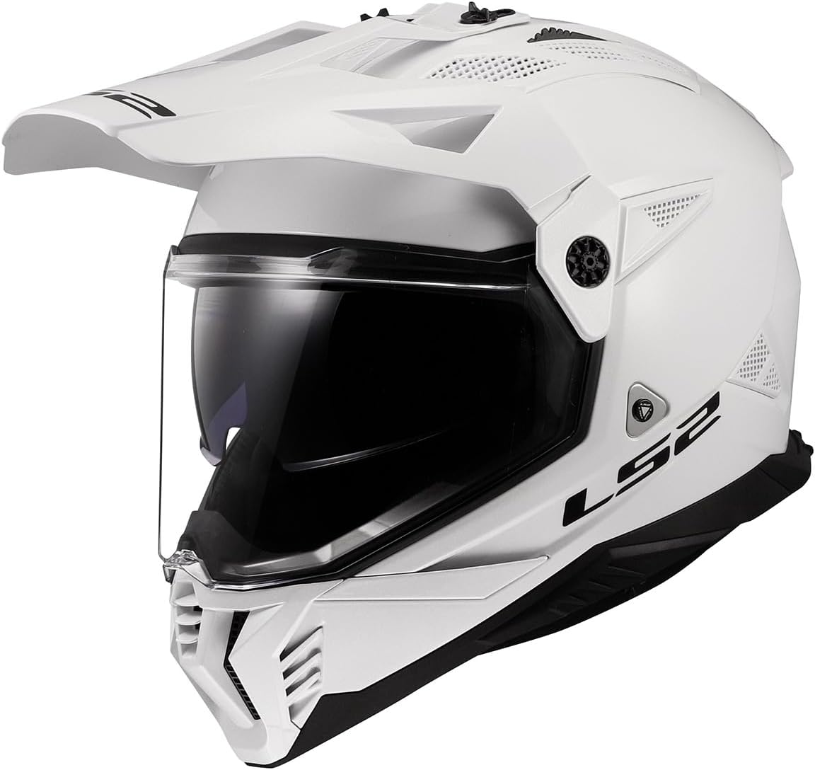 LS2 Helmets Blaze II Adventure Motorcycle Helmet W/SunShield (Gloss White - Large)