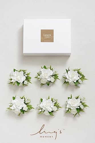 Miniatura 7 de Ling's moment 6 piezas de flores artificiales de ramillete de muñeca para boda, ramilletes para regreso a casa y graduación para niñasmadres, etc.