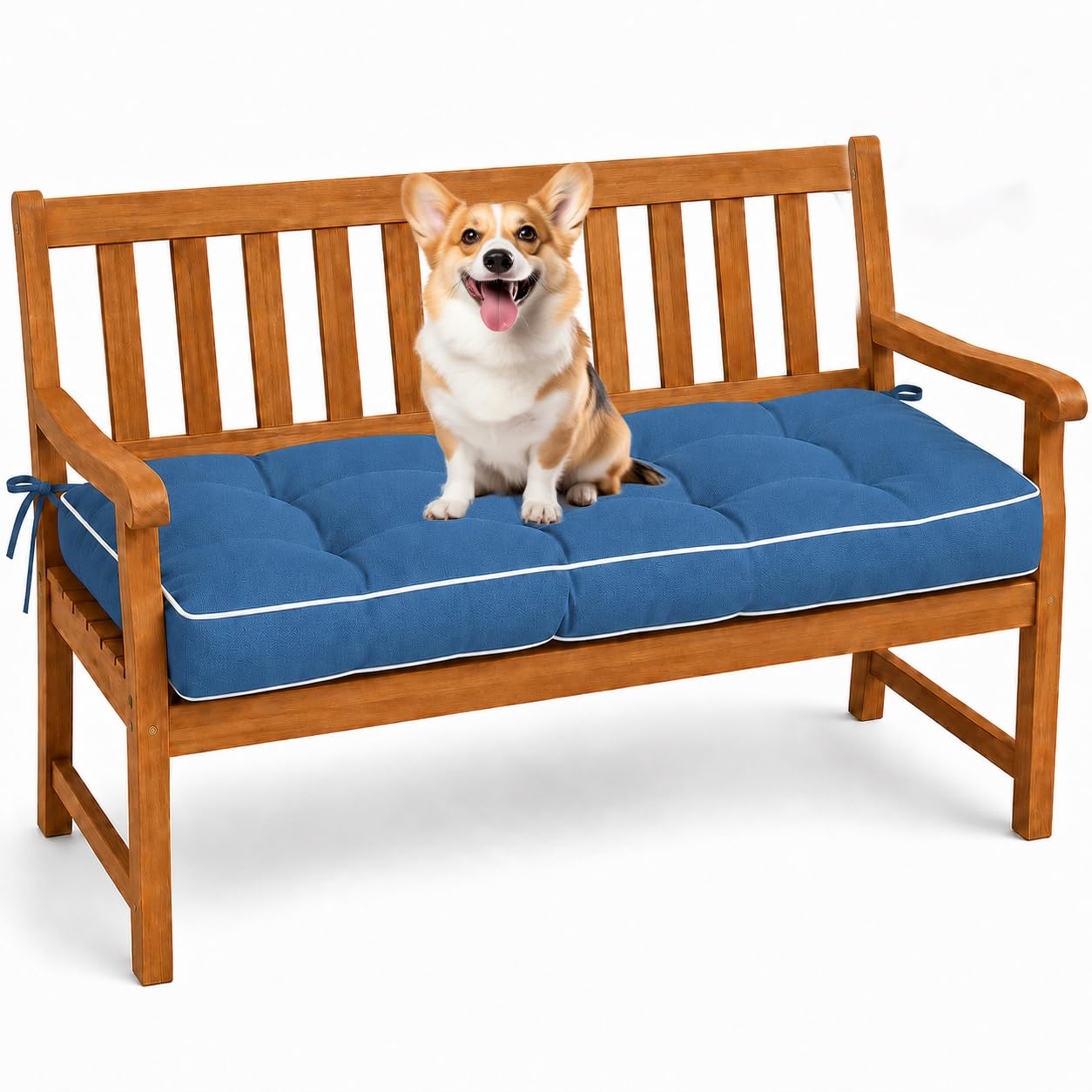AZMAHT Garden Cushions: A1500 Water Resistant Garden Furniture Cushions, Thick Outdoor Bench Cushion for 2 3 Seater Metal Wooden Bench, Replacement Outdoor Sofa Cushions,Blue,70x38x8cm