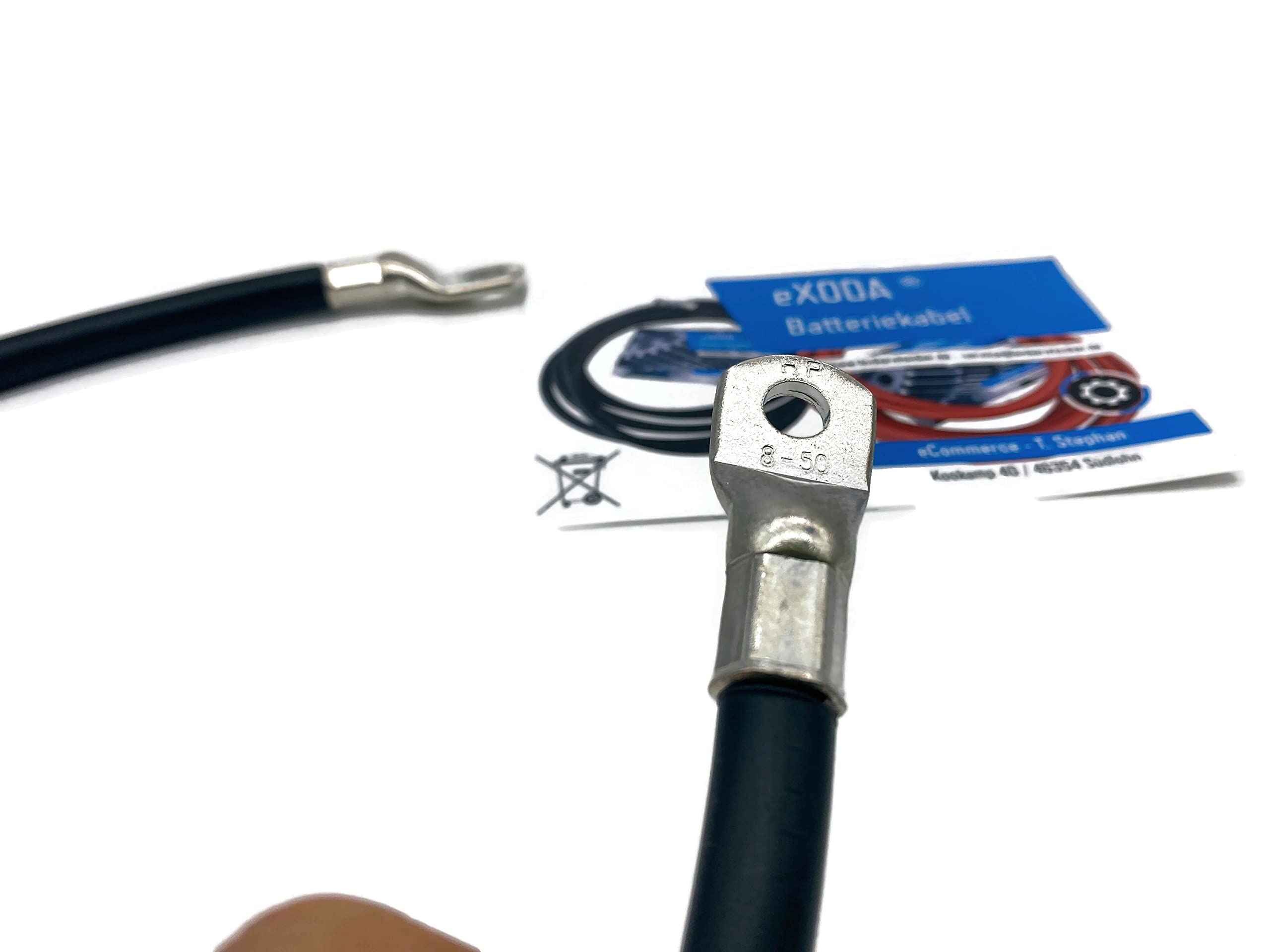 eXODA Batteriekabel 50 mm² 75cm M10 e M8 nere per auto moto barca resistente al calore cavo in rame 99 9 alta qualitá prodotto in Germania