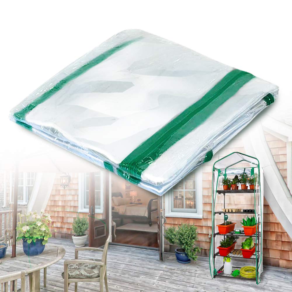 Copertura di Ricambio Impermeabile in PVC Trasparente per Serra a 5 Livelli - per Piante da Giardino All'aperto 70x50x193cm (Solo Copertura)