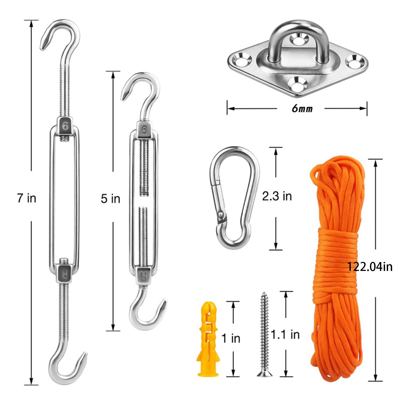 Kit de quincaillerie rectangulaire pour Voile d ' ombrage, 81 pièces, Ensemble de Fixation d ' auvent en Acier Inoxydable pour d ' auvent de Voile d ' ombrage F, Accessoires de Fixation,