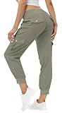 Women&apos;s Lightweight Hiking Cargo Pants Outdoor Quick Dry Casual Travel Sweatpants Joggers Elastic Waist Button Pockets