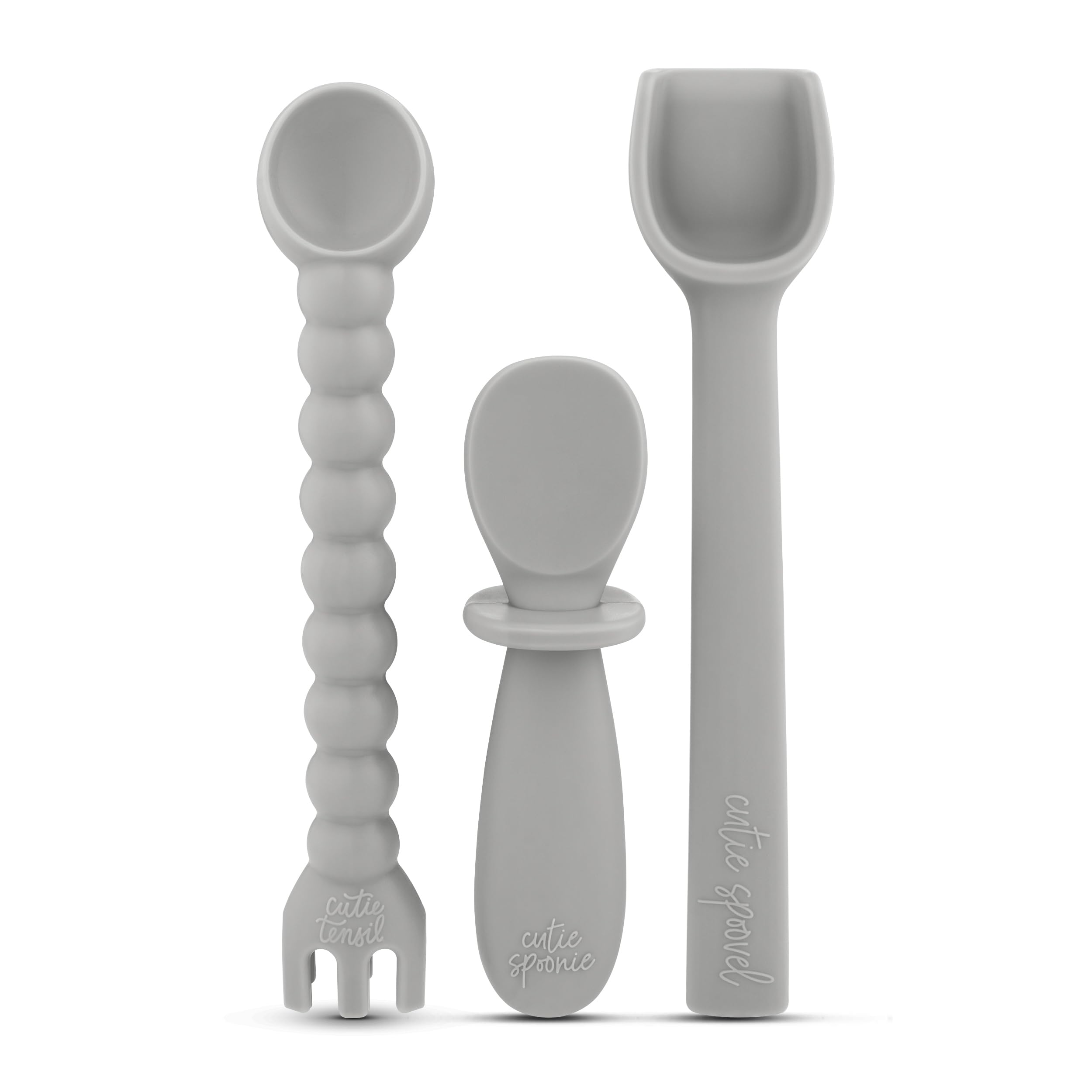 Ryan & RoseUltimate Utensil Set of 3 Silicone Baby Spoons Silicone baby feeding set for baby led weaning, baby spoons self feeding 6 months, baby utensils, toddler utensils (Slate), Child